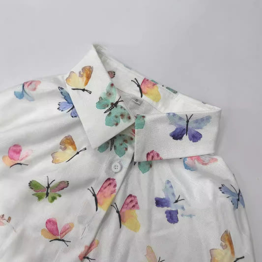 Women's Digital Printed Butterfly Floral Shirt