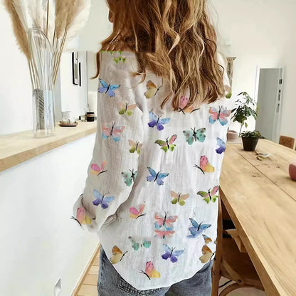 Women's Digital Printed Butterfly Floral Shirt