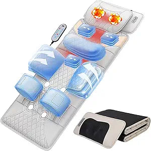 FIRRLUCO Full Body Massage Mat with Heat, Back Massager Pad with Detachable Shiatsu Neck Massager, 3D Body Stretching & Lumbar Traction, 4 Vibrating Motors, 2 Heat Levels,Gifts for Men Women