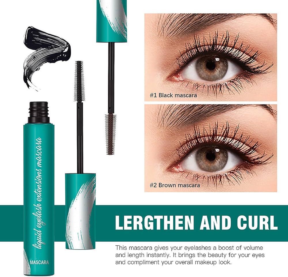 Mascara black eyeLash for Liquid Extensions Long-Lasting Keep Your Lashes Thick And Waterproof Smudge-Proof Hypoallergenic 10.7g/0.38 OZ (Black)