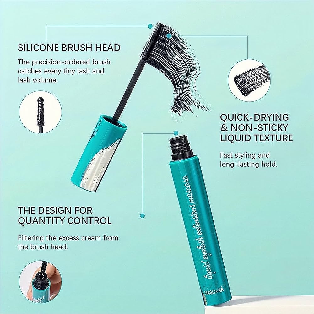 Mascara black eyeLash for Liquid Extensions Long-Lasting Keep Your Lashes Thick And Waterproof Smudge-Proof Hypoallergenic 10.7g/0.38 OZ (Black)