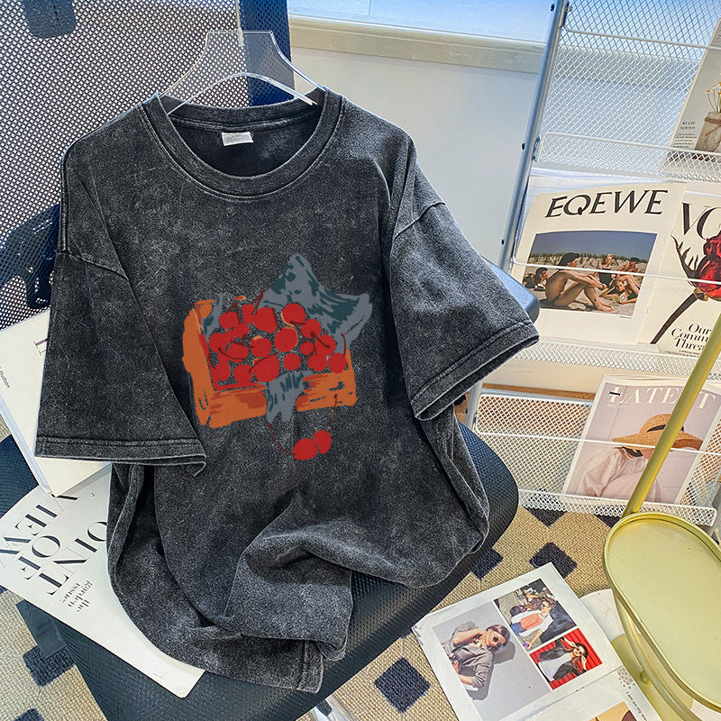 Men's And Women's Cotton Round Neck Short-sleeved Shirt