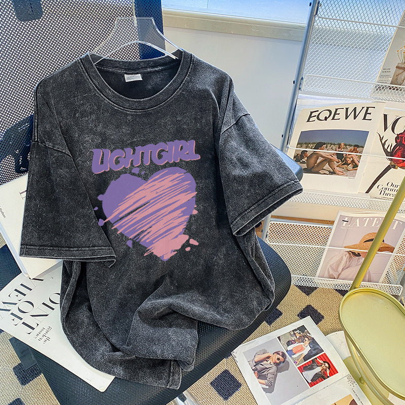 Men's And Women's Cotton Round Neck Short-sleeved Shirt