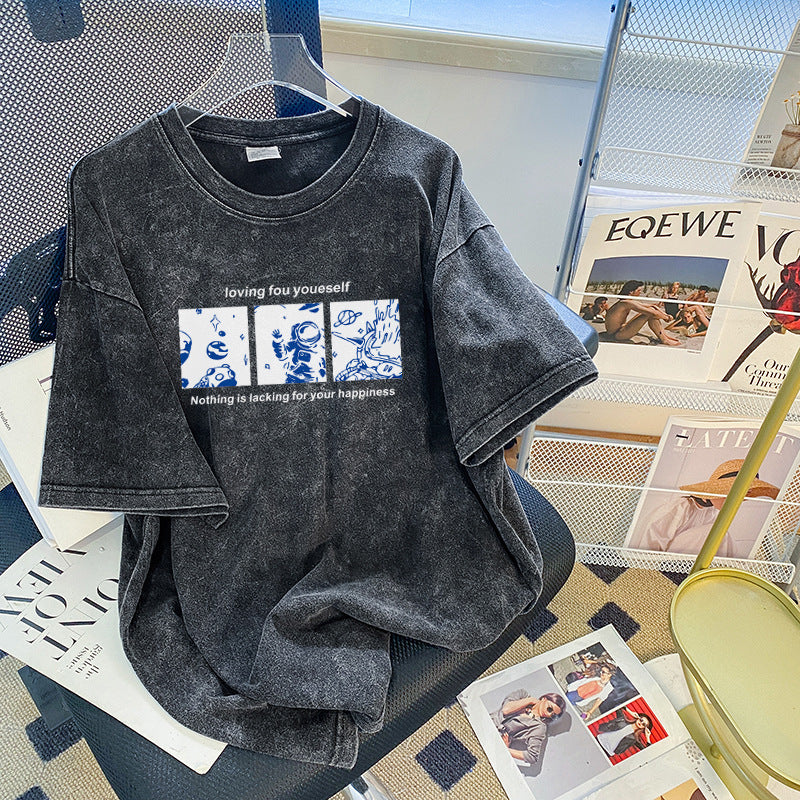 Men's And Women's Cotton Round Neck Short-sleeved Shirt