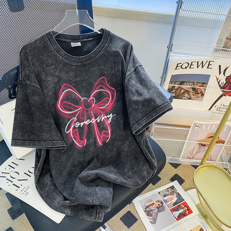 Men's And Women's Cotton Round Neck Short-sleeved Shirt