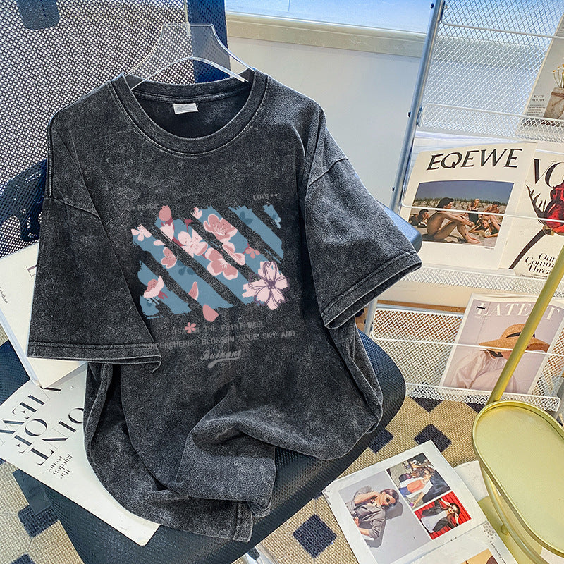 Men's And Women's Cotton Round Neck Short-sleeved Shirt